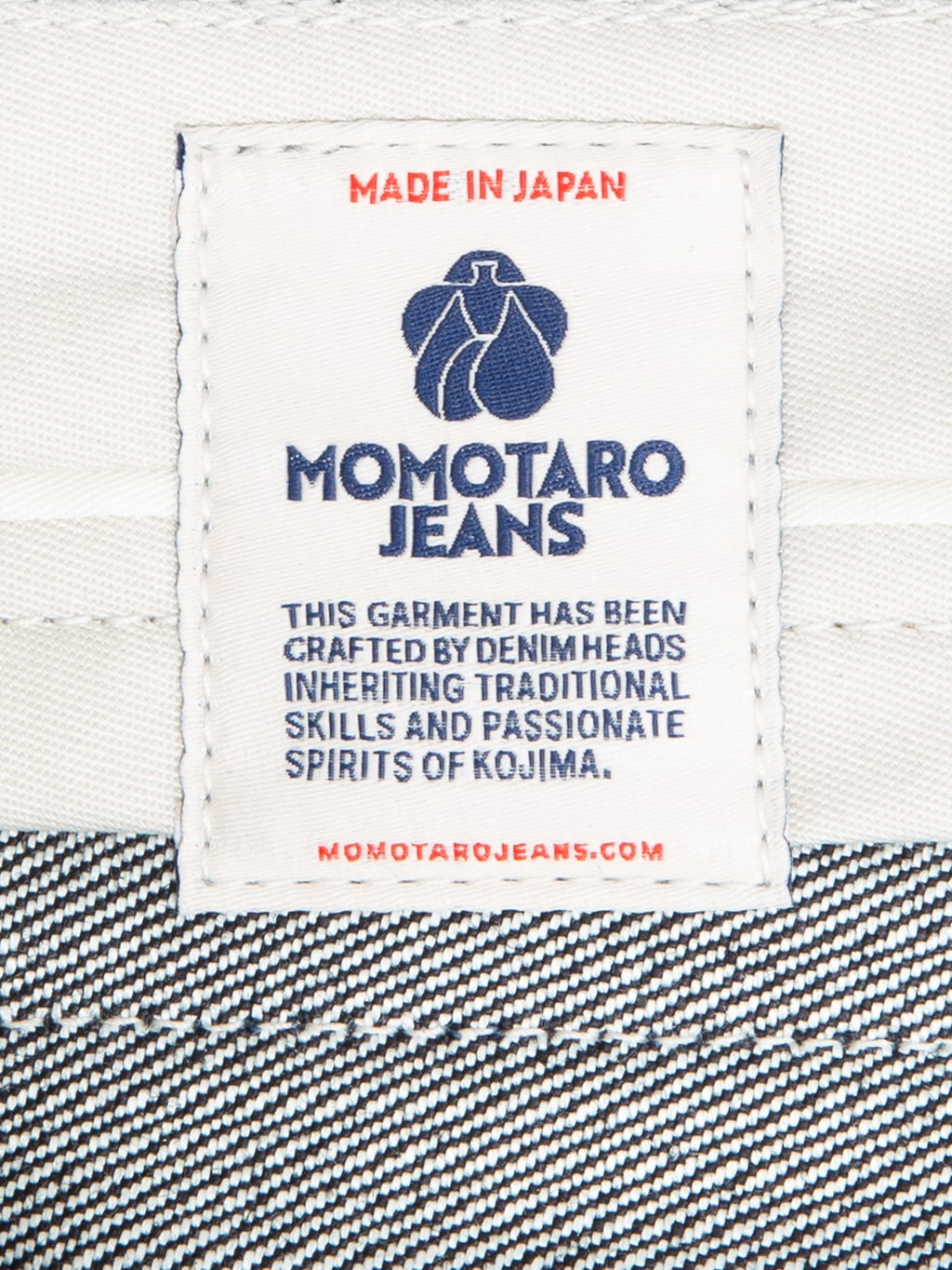 momotaro 15oz 100 silk straight selvedge jeans interior tag
