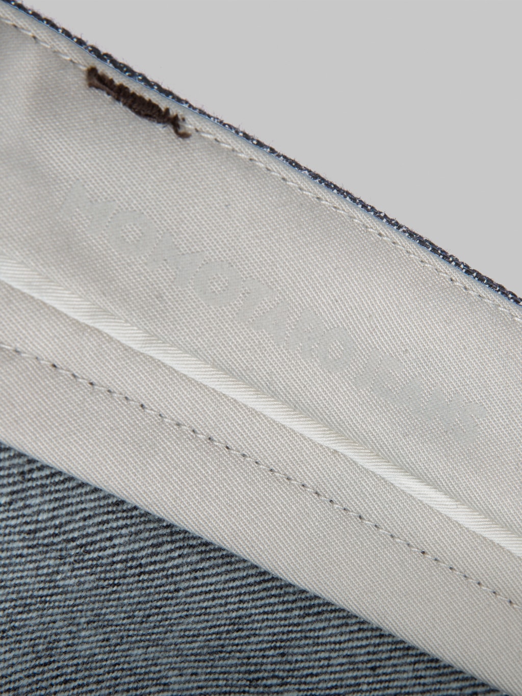 momotaro 200 cashmere straight selvedge jeans waistband