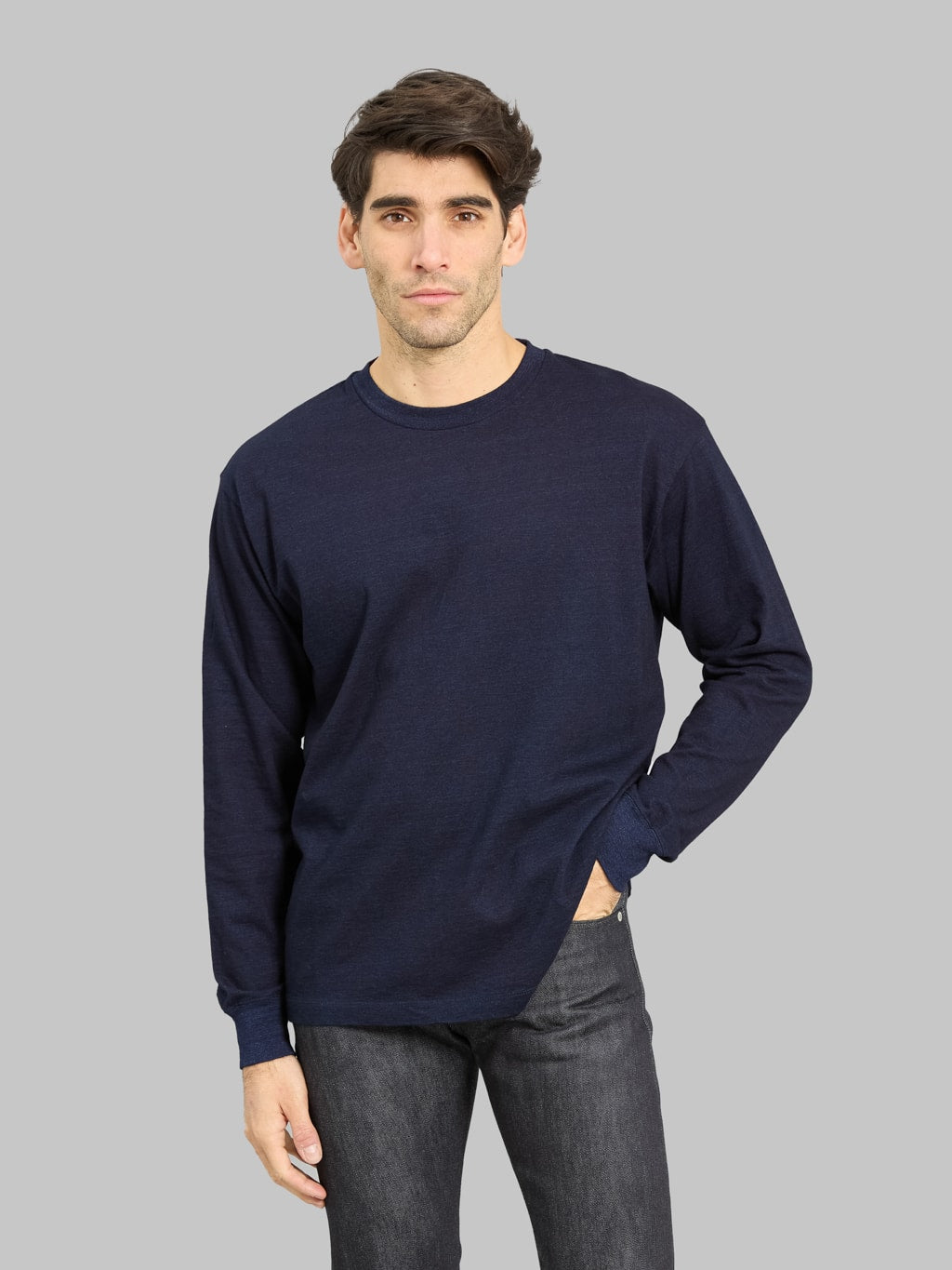 Momotaro Jeans MMTS6011 6.1oz Indigo Long Sleeve T-Shirt