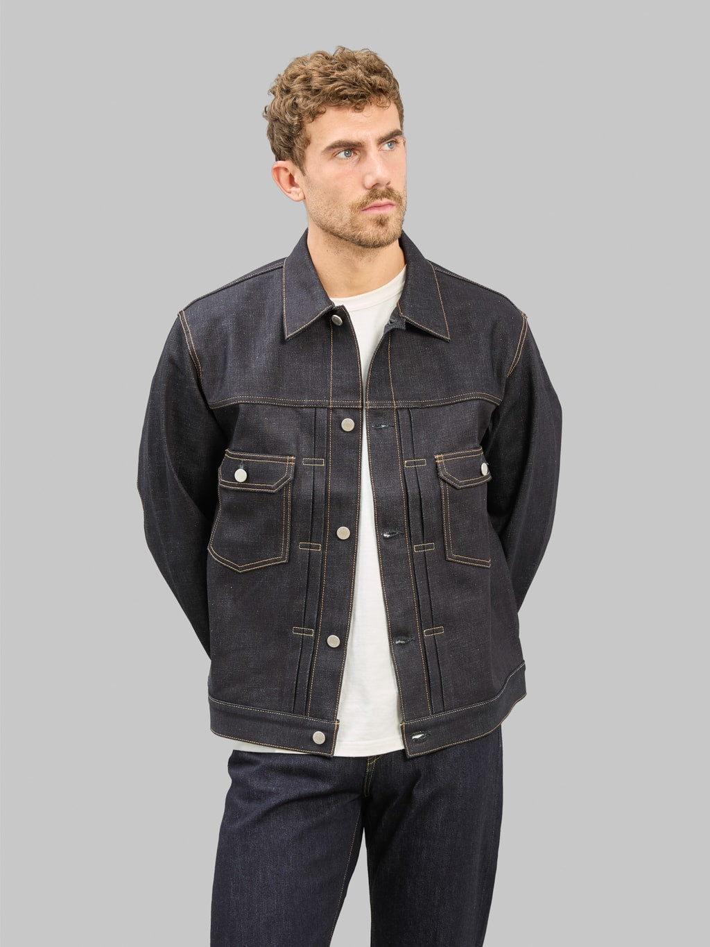 Momotaro MMGJ0002 Standard Denim Type 2 Jacket unbuttoned