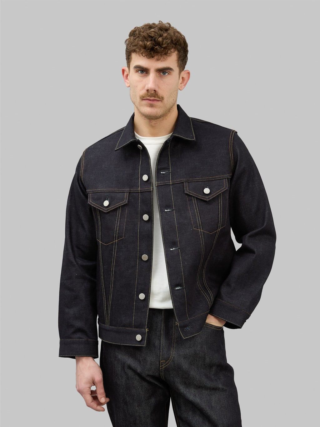 momotaro jeans 003 standard denim type 3 jacket styled