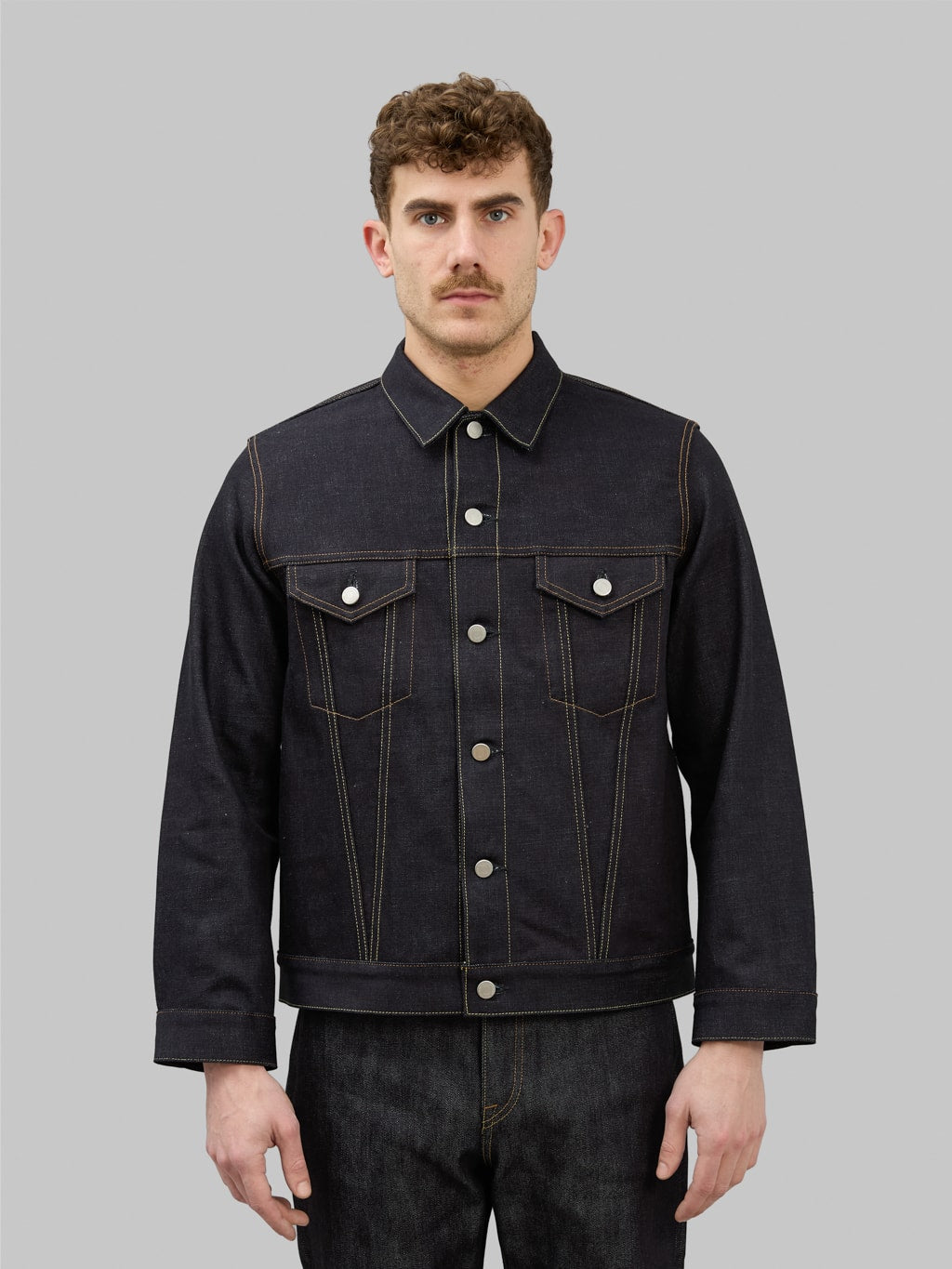 momotaro jeans 003 standard denim type 3 jacket front fit