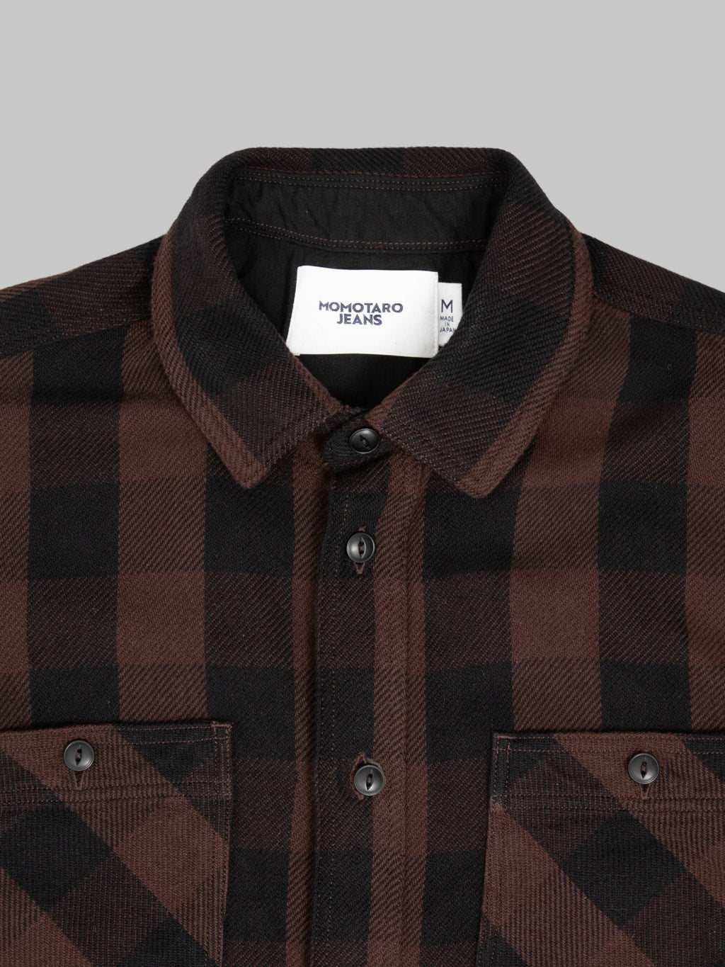 Momotaro MMLS6002 Block Check Shirt Brown