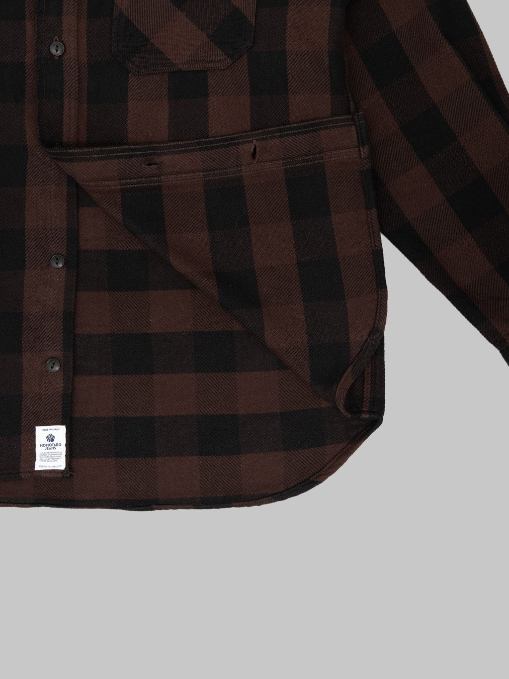Momotaro MMLS6002 Block Check Shirt Brown