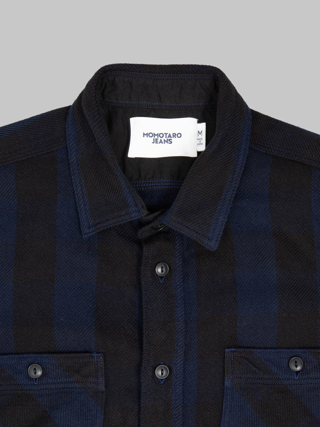 Momotaro Jeans MMLS6002 Block Check Shirt Navy