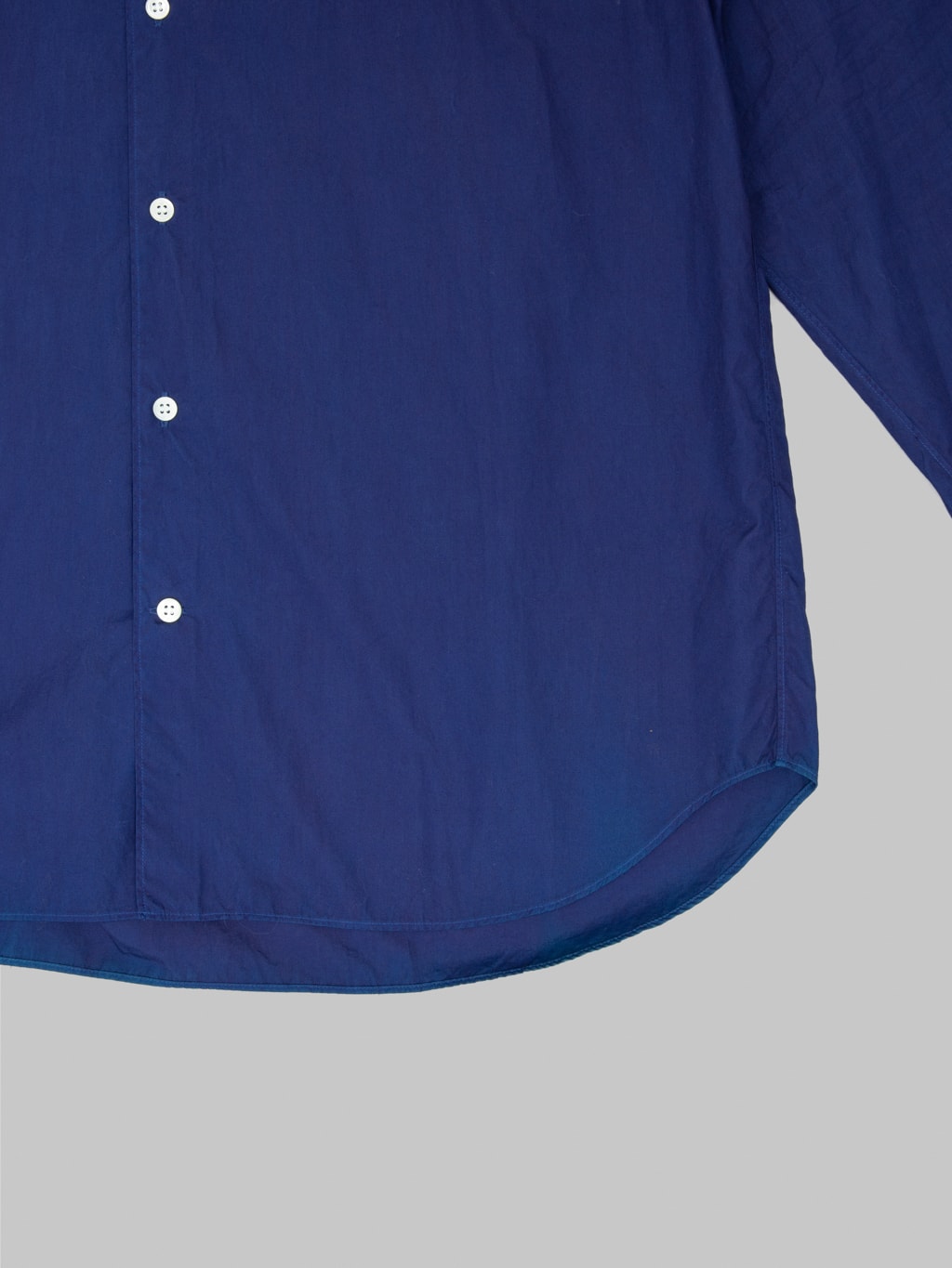 momotaro jeans natural indigo broad long sleeve shirt hem