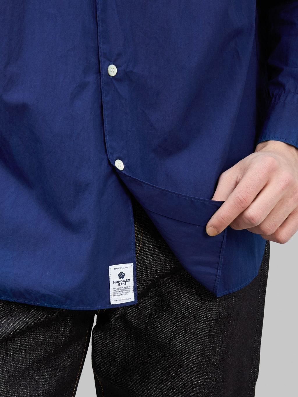 momotaro jeans natural indigo broad long sleeve shirt tag