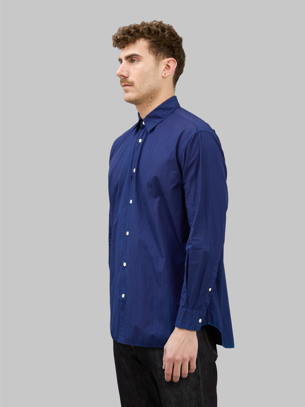 momotaro jeans natural indigo broad long sleeve shirt side fit