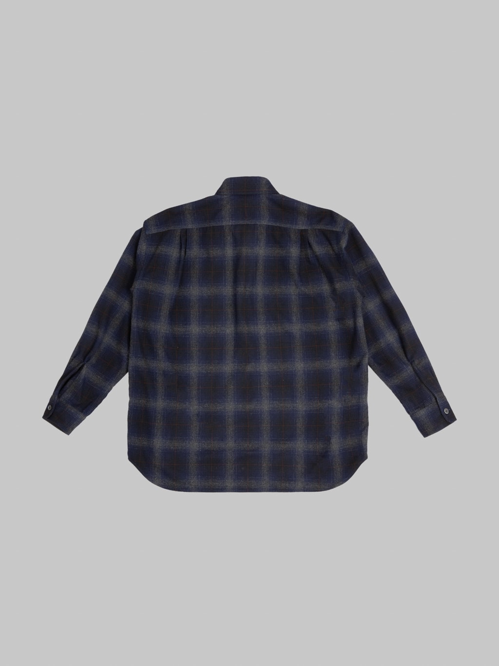 Momotaro Jeans MMLS6001 Wool Cashmere Ombre Check Shirt Navy back