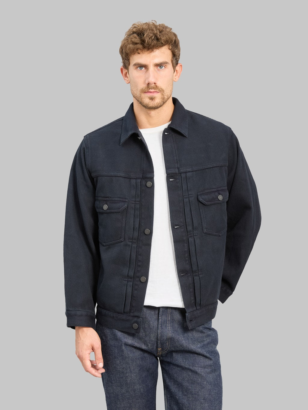 Momotaro Jeans MMGJ6005 #002 Type II Indigo Overdyed Sashiko Jacket