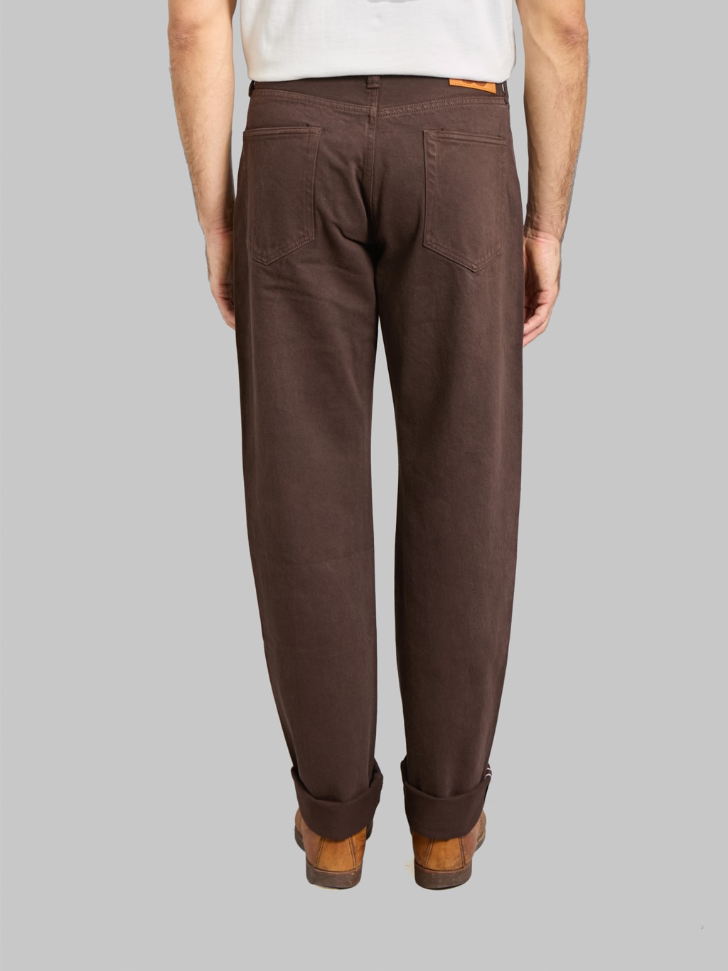 Momotaro MMJE6400 15oz 100 Straight Onigurumi Dyed Jeans Brown back fit