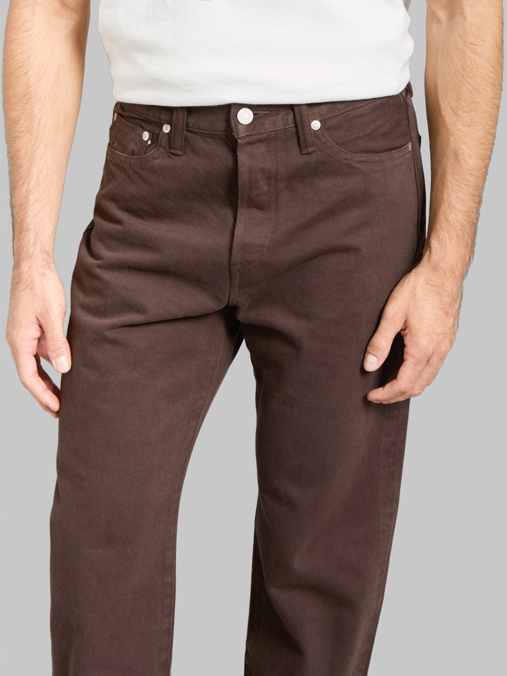 Momotaro MMJE6400 15oz 100 Straight Onigurumi Dyed Jeans Brown waist