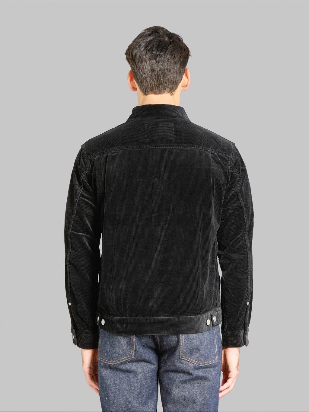 Momotaro MMOT6001 002 Corduroy Jacket Black back fit