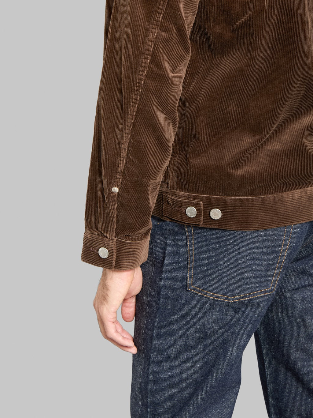 Momotaro MMOT6001 002 Corduroy Jacket Brown cuff details