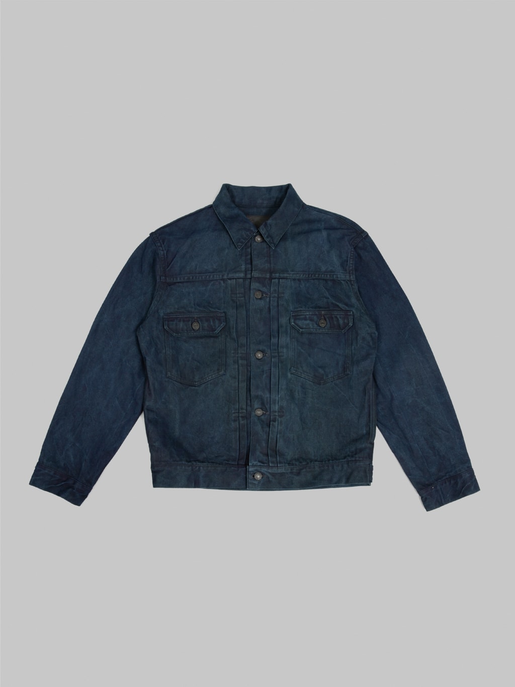 momotaro mxgj10024a mud natural indigo dyed type 2 selvedge denim jacket front