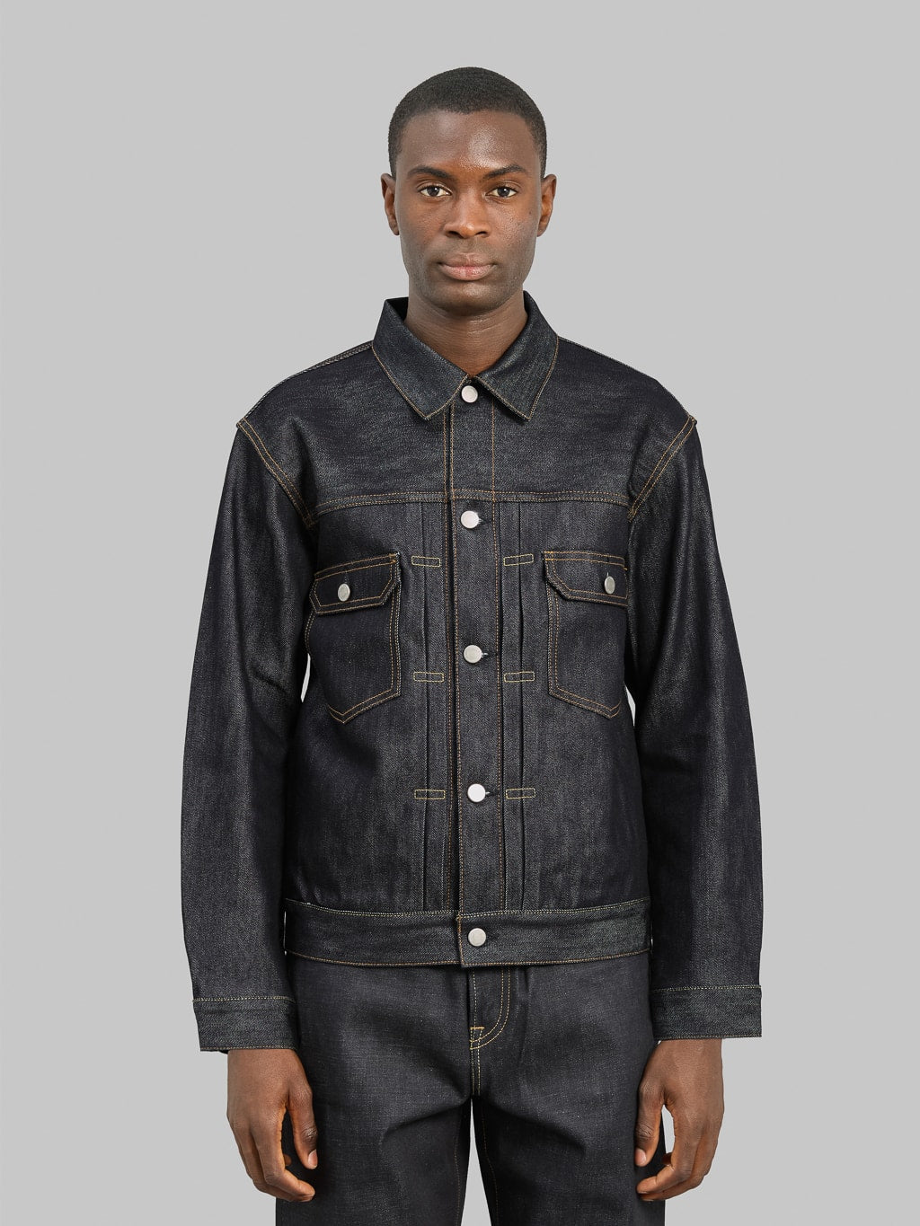 ameri】2WAY CHINO DENIM DOCKING JACKET Aria Classic Trucker Denim 