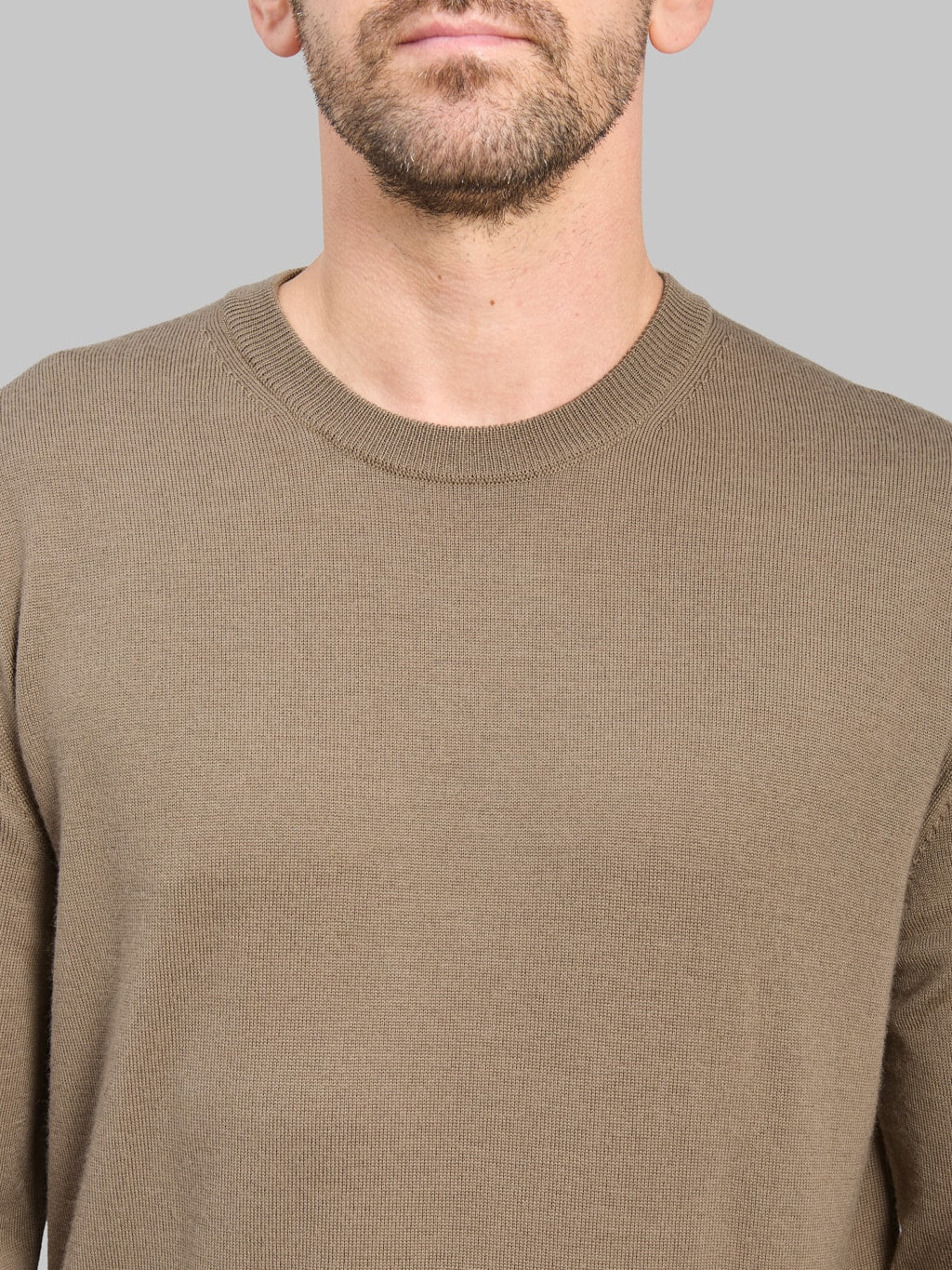 Mooncastle 12G Lightweight Merino Wool Crewneck Pullover Sand Beige