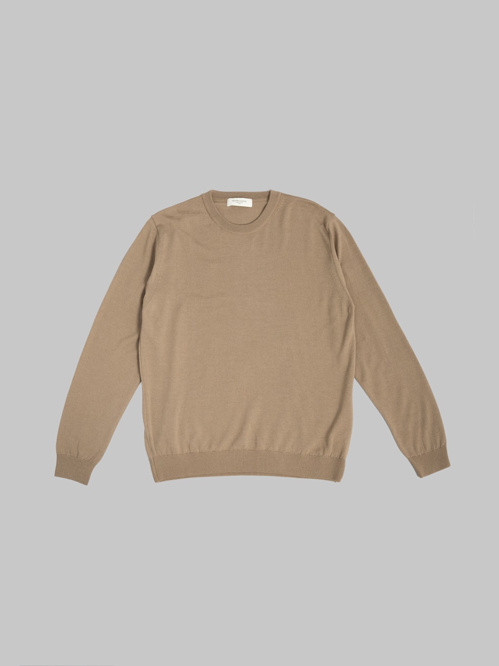 Mooncastle 12G Lightweight Merino Wool Crewneck Pullover Sand Beige