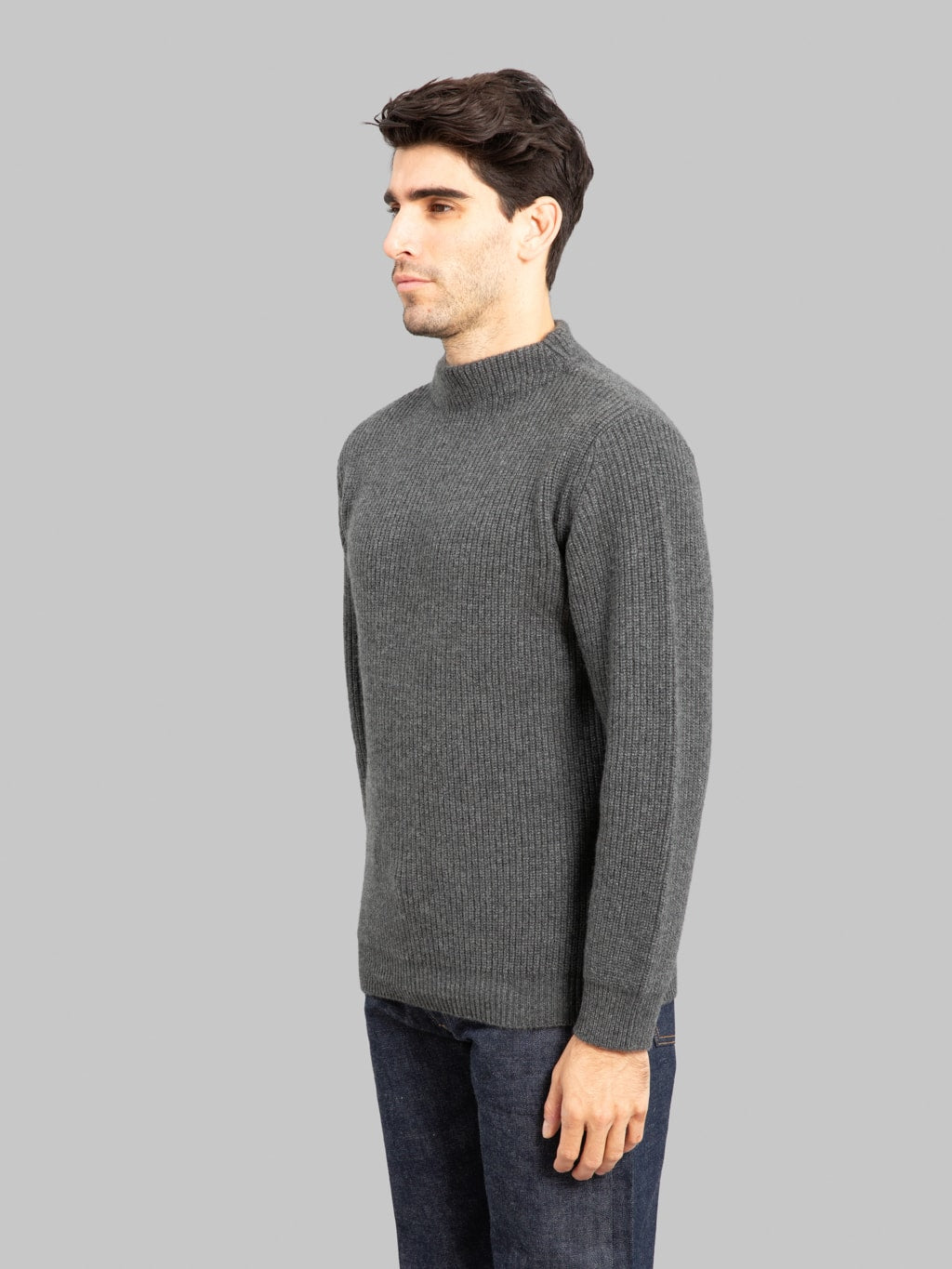 Mooncastle 7G Cashmere Bottleneck Pullover Dark Grey