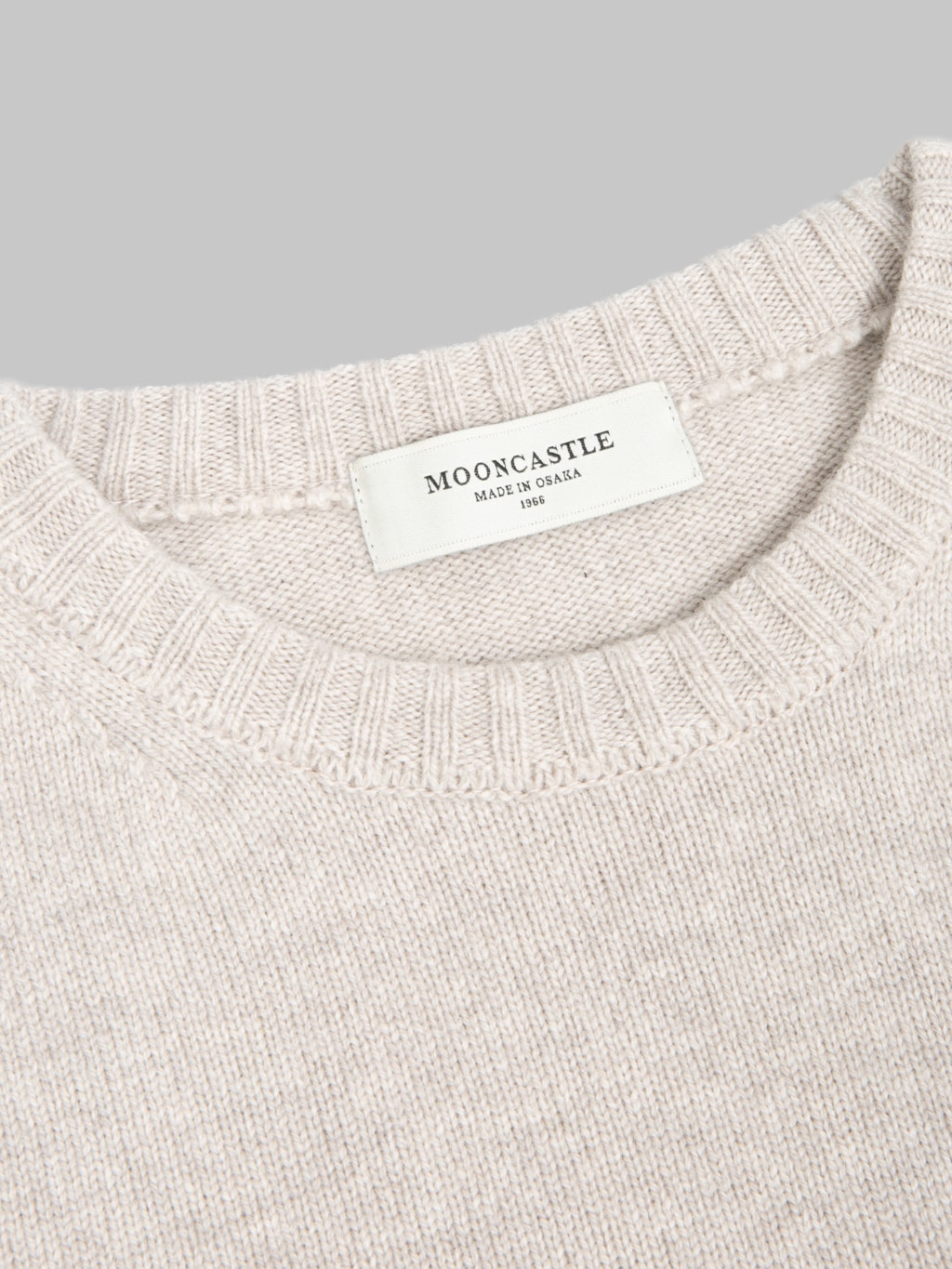 Moocastle 7G Cashmere Silk Wool Crewneck Pullover Beige Grey made in japan