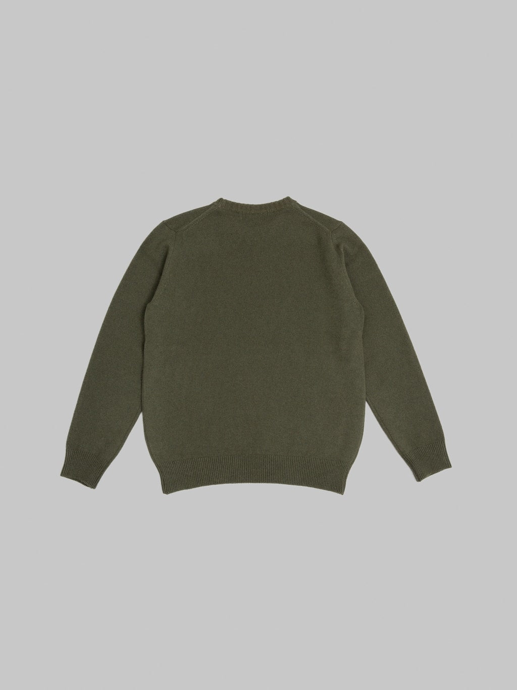 Mooncastle 7G Cashmere Silk Wool Crewneck Pullover Moss Green