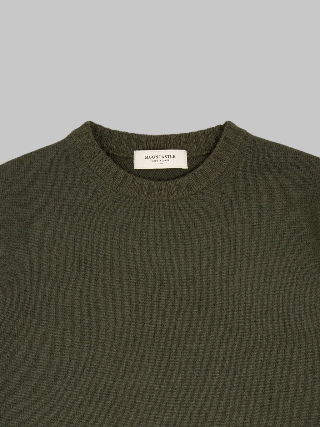 Mooncastle 7G Cashmere Silk Wool Crewneck Pullover Moss Green