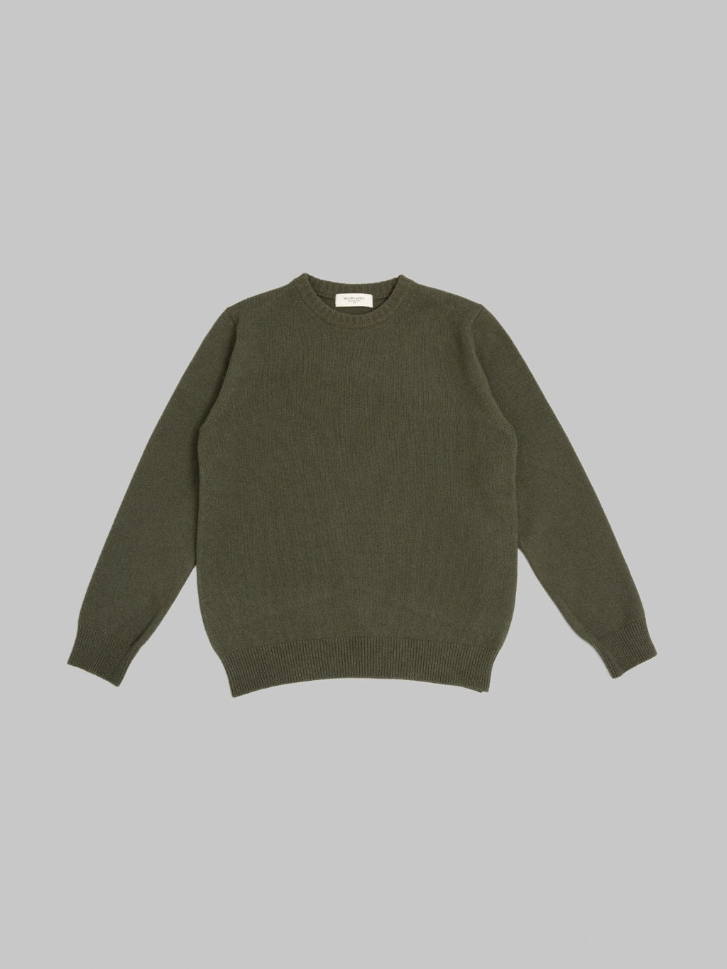Mooncastle 7G Cashmere Silk Wool Crewneck Pullover Moss Green