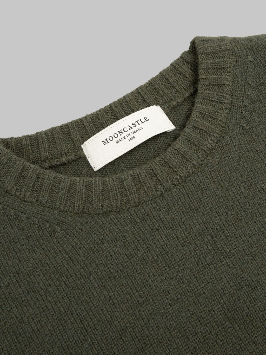 Mooncastle 7G Cashmere Silk Wool Crewneck Pullover Moss Green