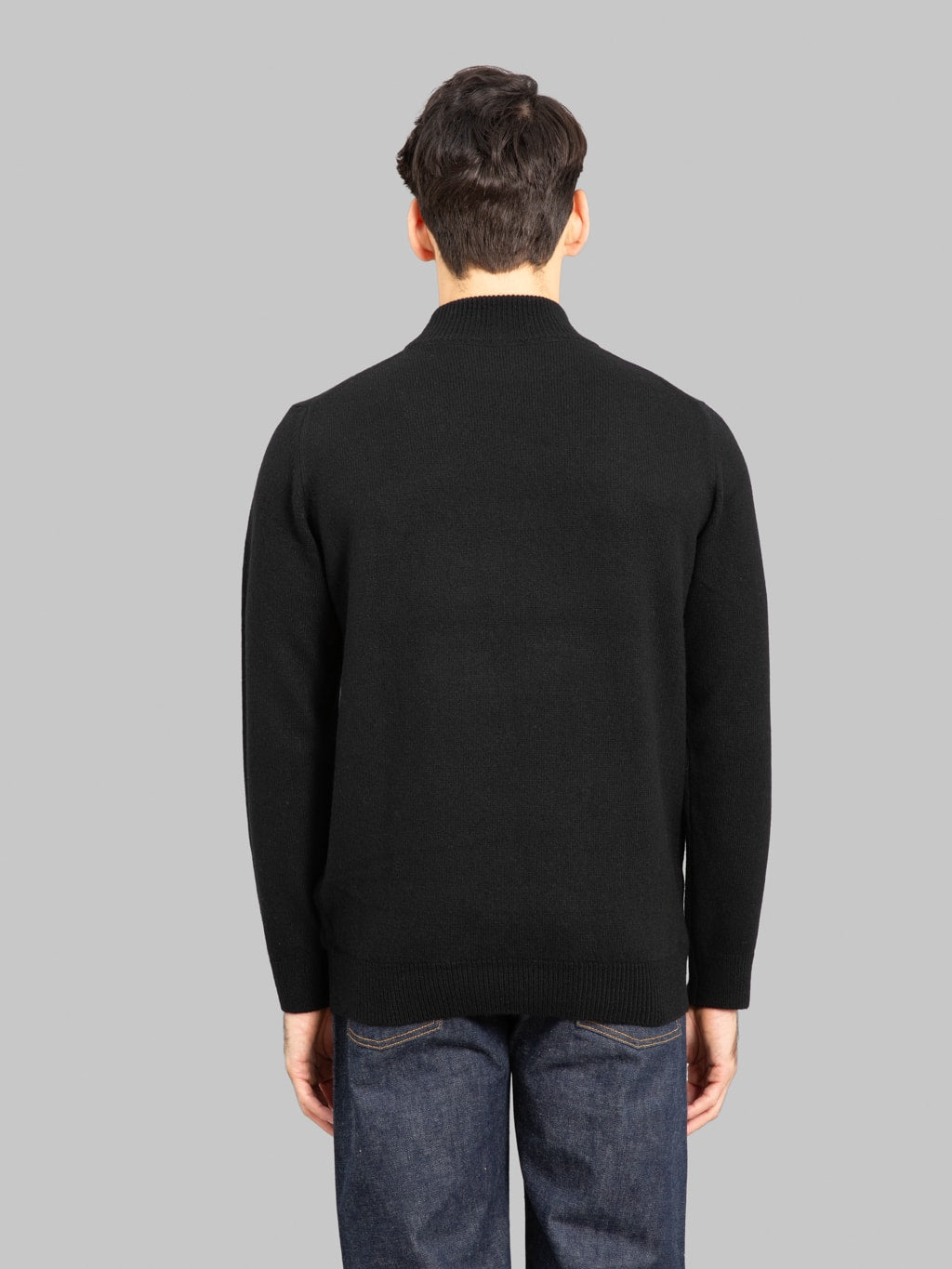 Mooncastle 7G Cashmere Silk Wool Mockneck Pullover Black