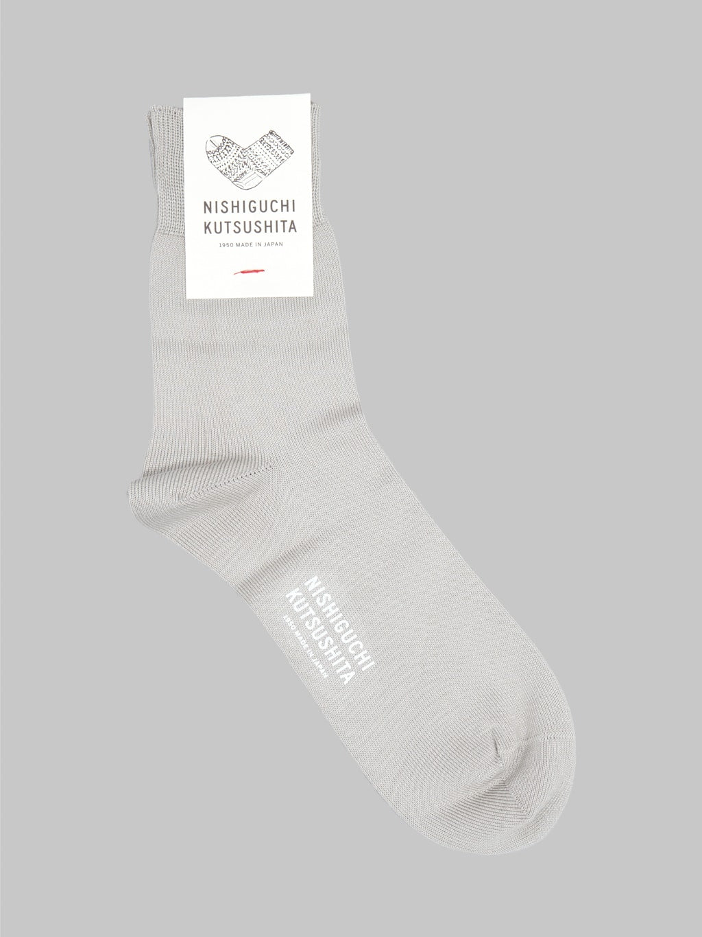 Nishiguchi Kutsushita Egyptian Cotton Plain Socks Light Grey