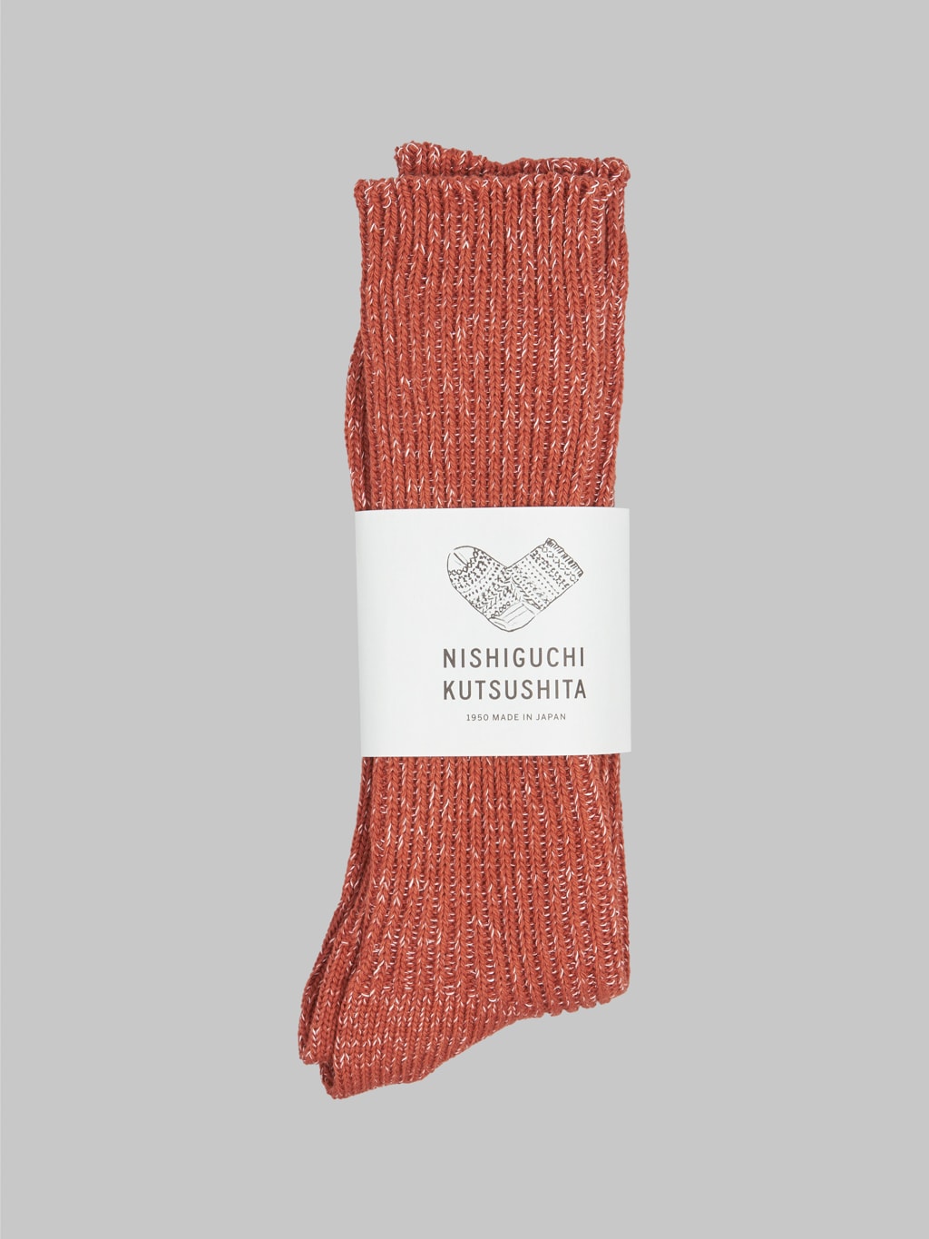 Nishiguchi Kutsushita Hemp Cotton Ribbed Socks Boston Brick