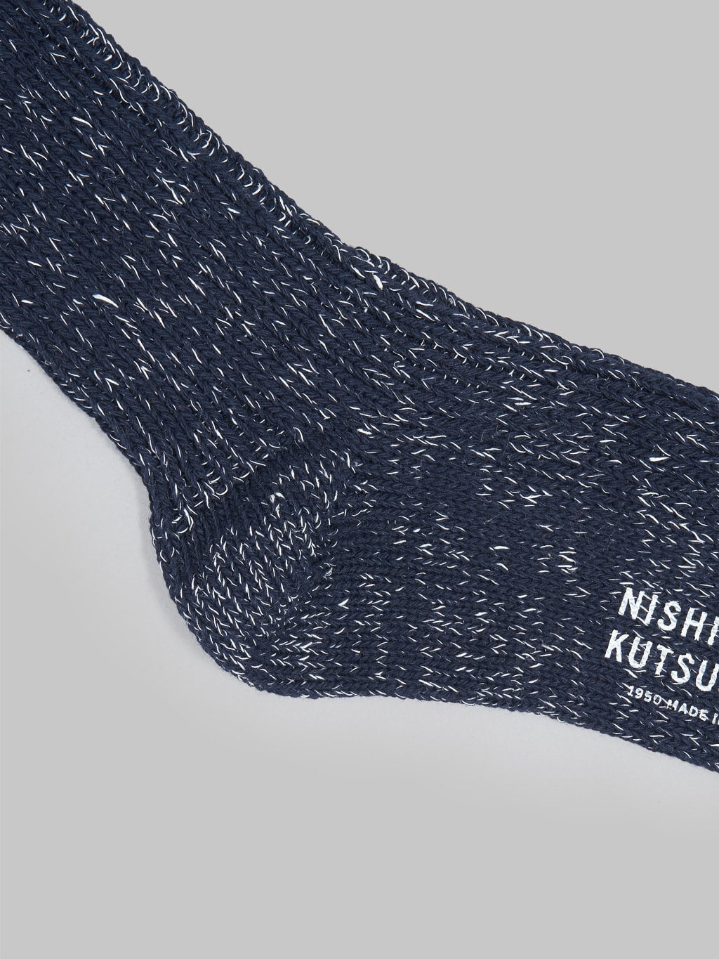 Nishiguchi Kutsushita Hemp Cotton Ribbed Socks Midnight Texture