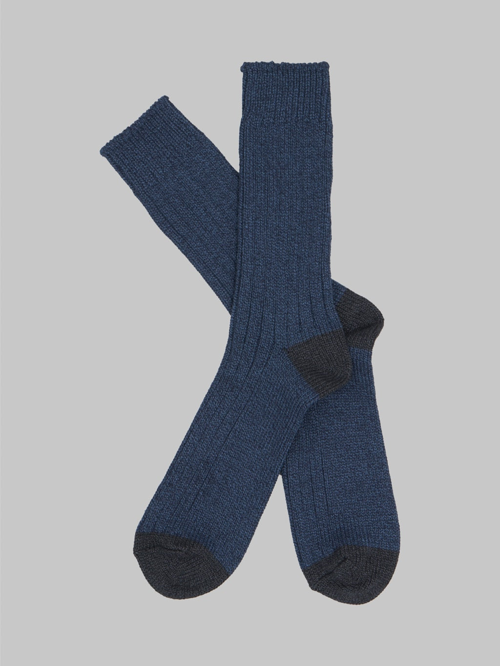 Nishiguchi Kutsushita Luxurious Cotton Ribbed Socks Denim
