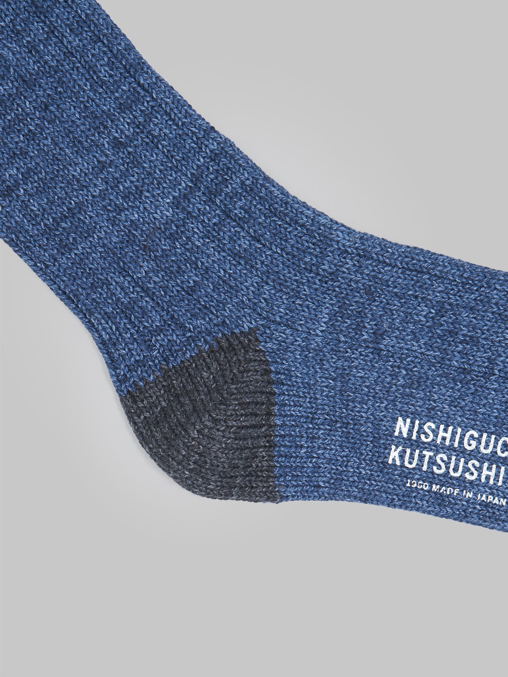 Nishiguchi Kutsushita Recycled Cotton Ribbed Socks Denim Heel