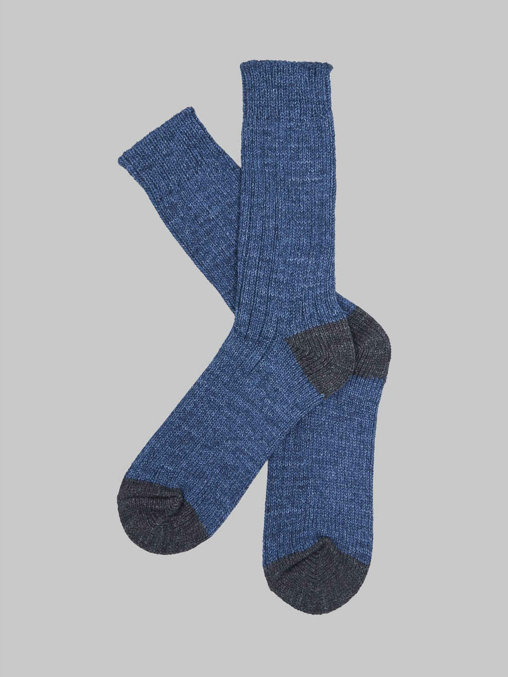Nishiguchi Kutsushita Recycled Cotton Ribbed Socks Denim Pair
