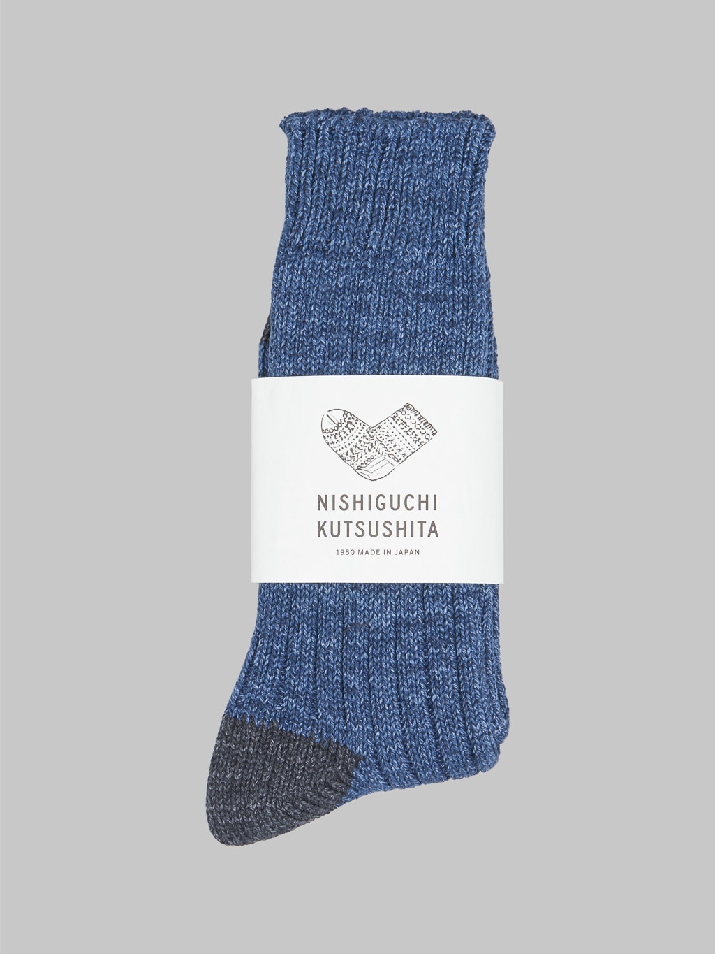 Nishiguchi Kutsushita Recycled Cotton Ribbed Socks Denim Japan Made