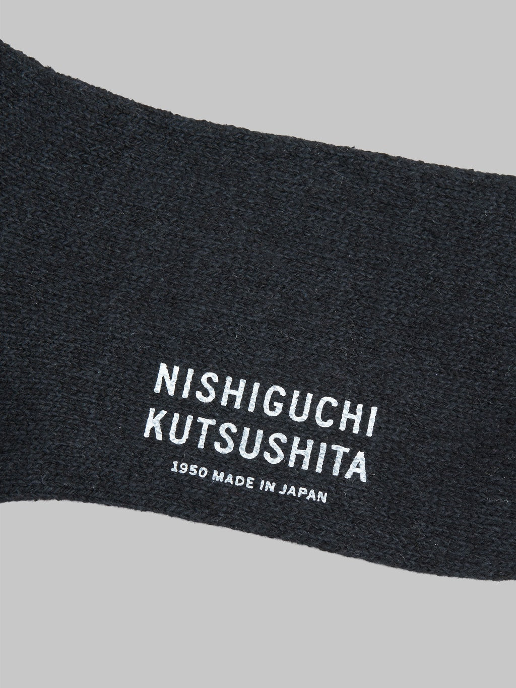 Nishiguchi Kutsushita Silk Cotton Socks Black Brand Logo