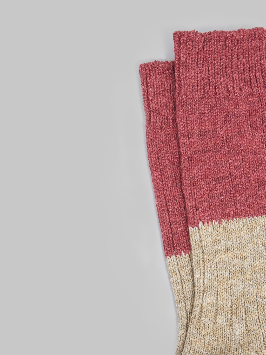 Nishiguchi Kutsushita Wool Cotton Slab Socks Red Elastic Hem
