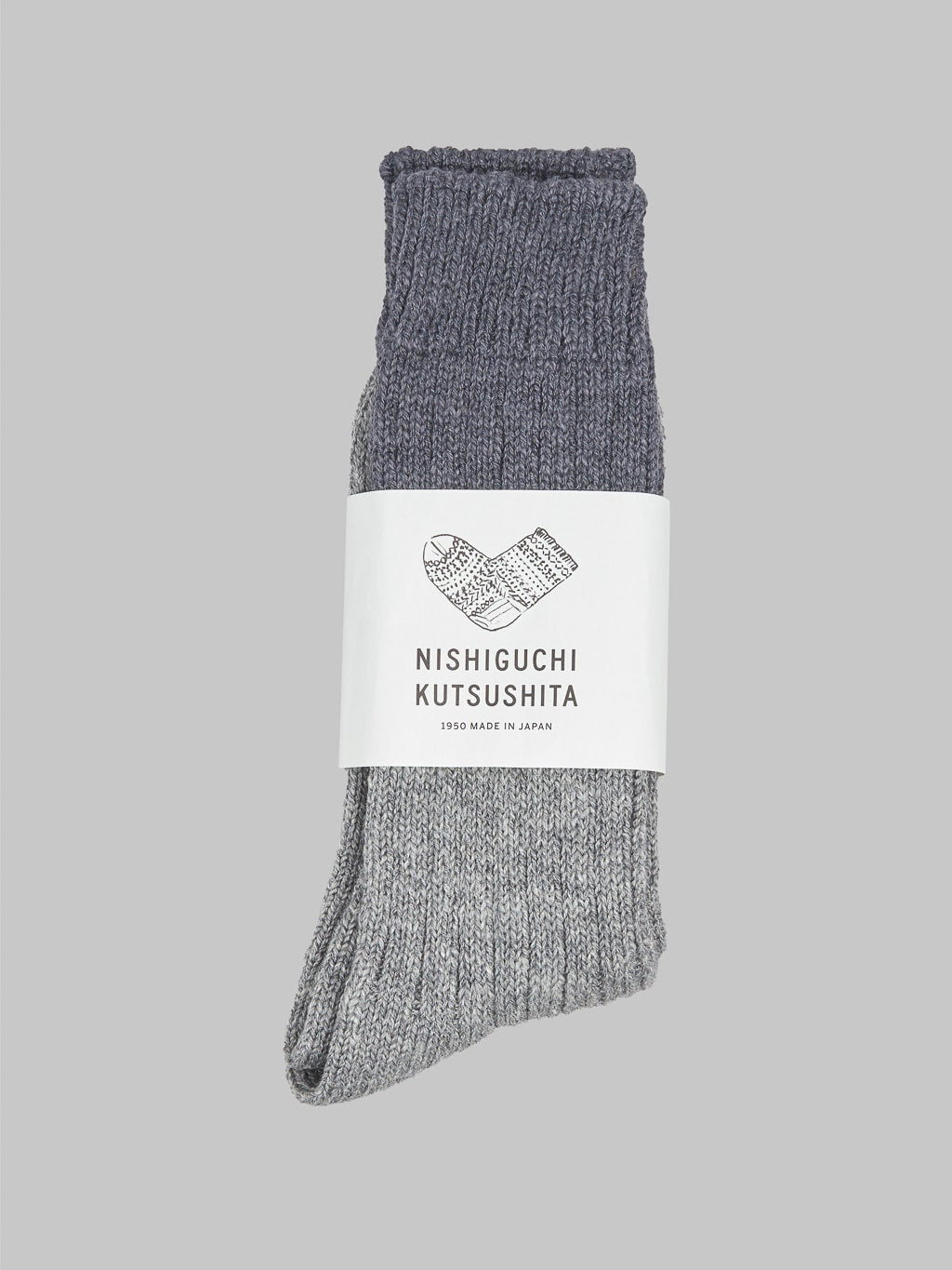 Nishiguchi Kutsushita Wool Cotton Socks Charcoal Japan Made