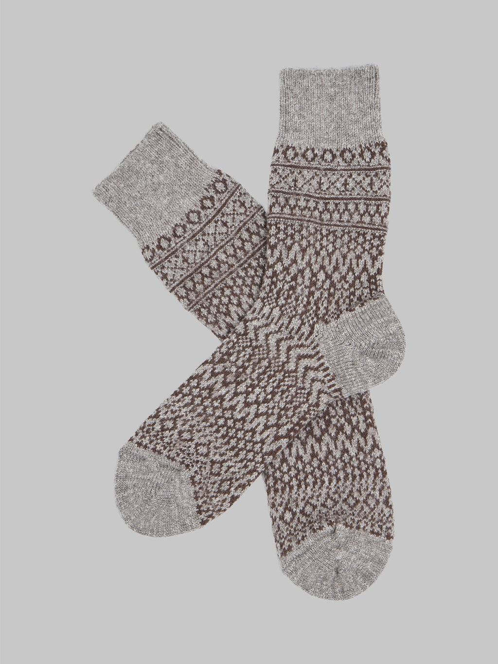 Nishiguchi Kutsushita Wool Jacquard Socks Grey Pair
