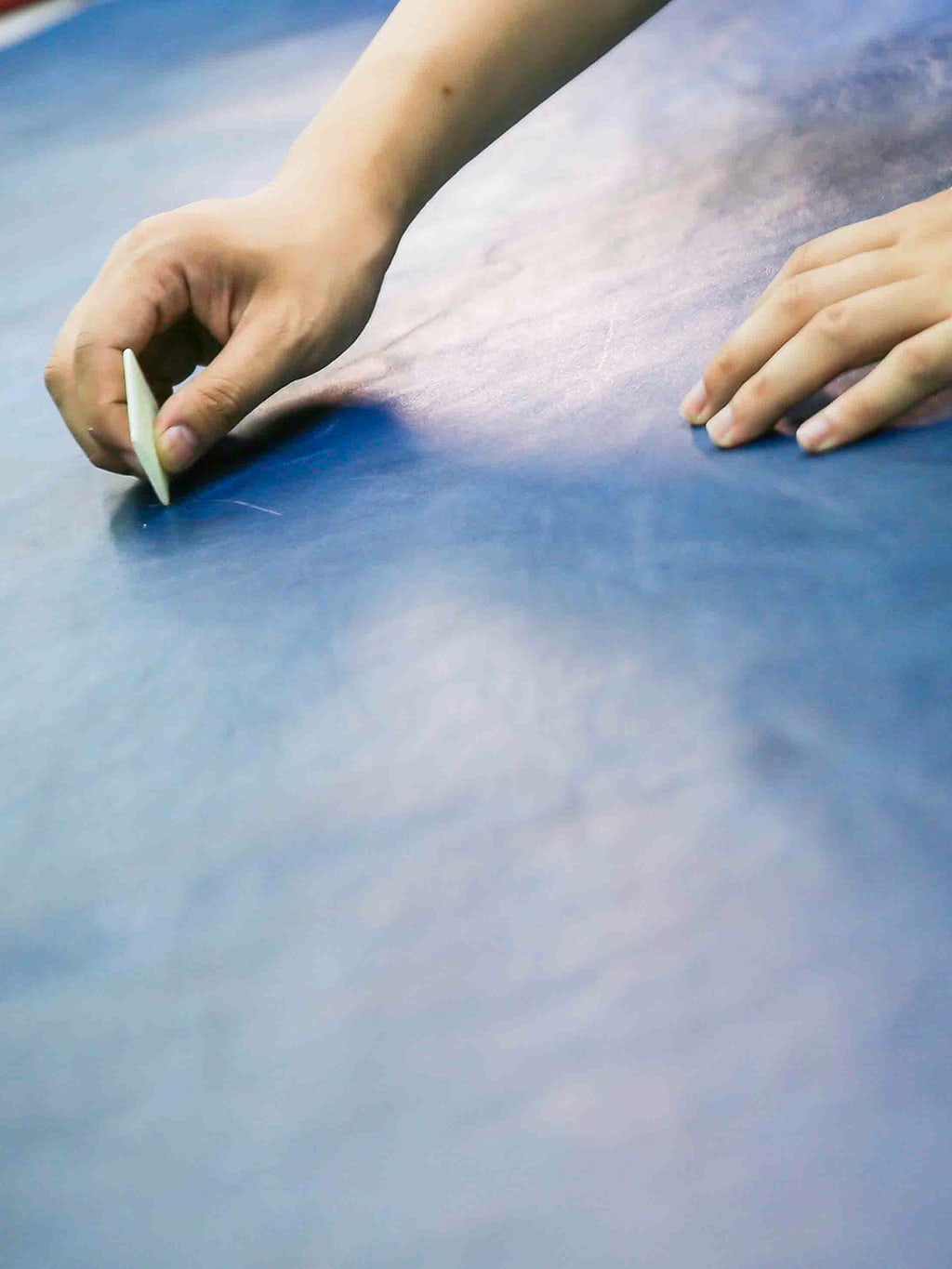 Double Helix Western Pioneer Indigo Dyed Horsehide type 3 Jacket cutting process