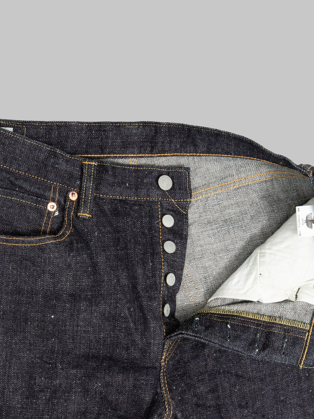 Omoto Denim 0611 Slub Nep Relax Fit Jeans buttons