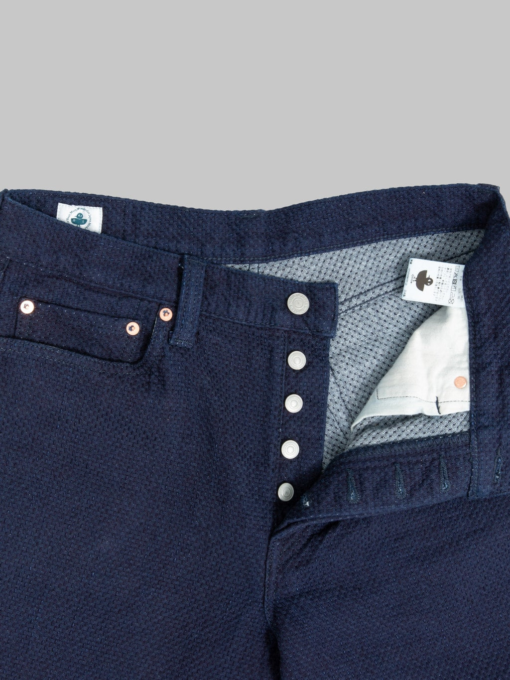 Omoto Denim 0621 Ori Sashi Sashiko Relax Fit Jeans buttons