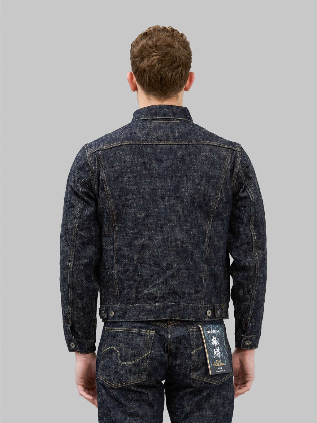oni 02527p kasuri 17oz type 3 selvedge denim jacket back fit