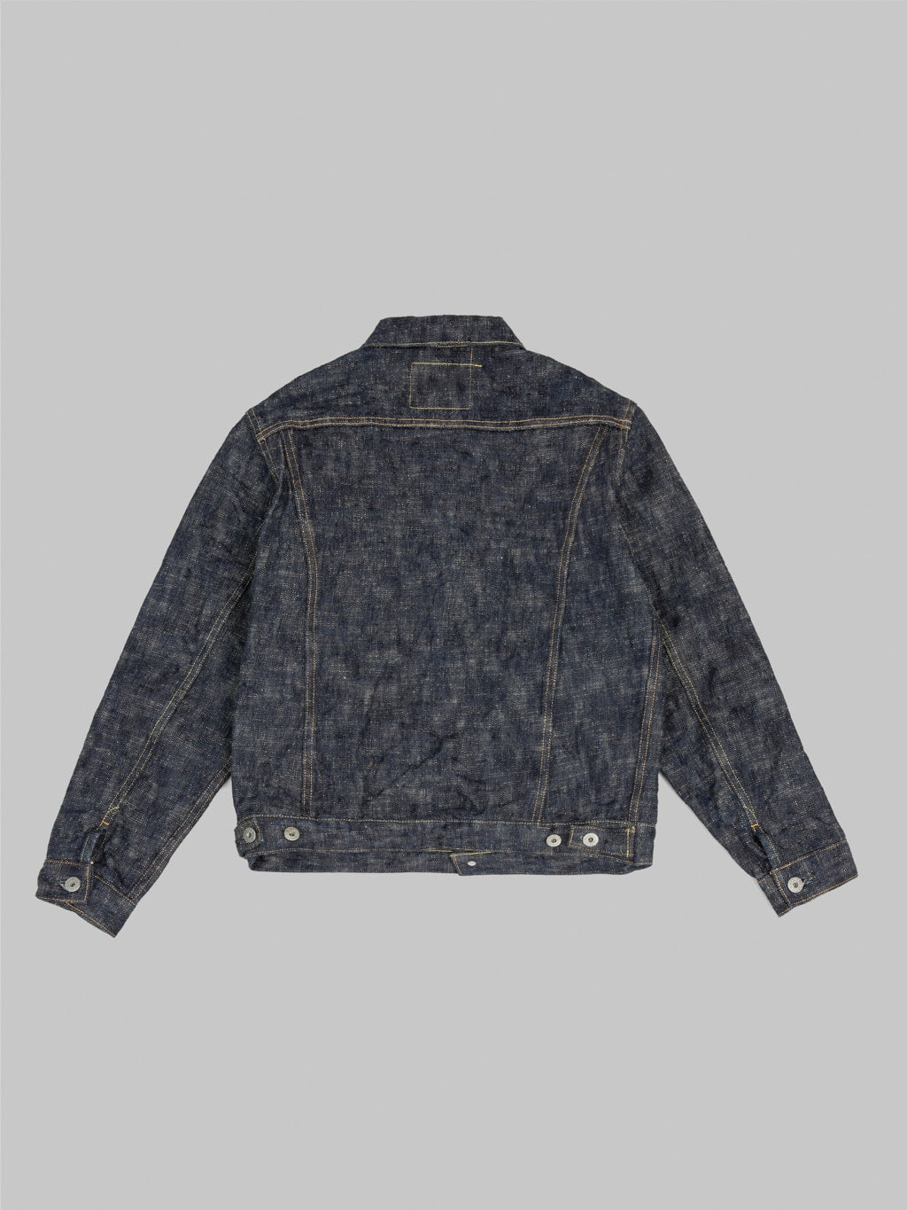 oni 02527p kasuri 17oz type 3 selvedge denim jacket back