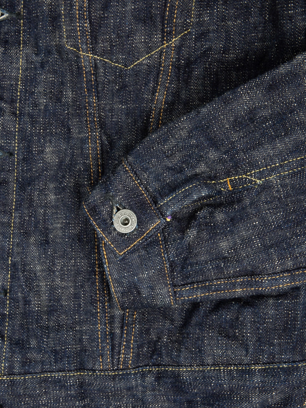 oni 02527p kasuri 17oz type 3 selvedge denim jacket cuff