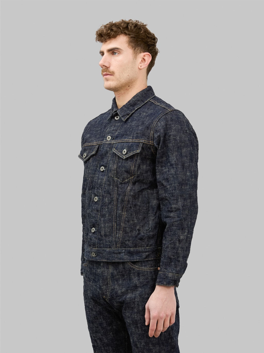 oni 02527p kasuri 17oz type 3 selvedge denim jacket side fit