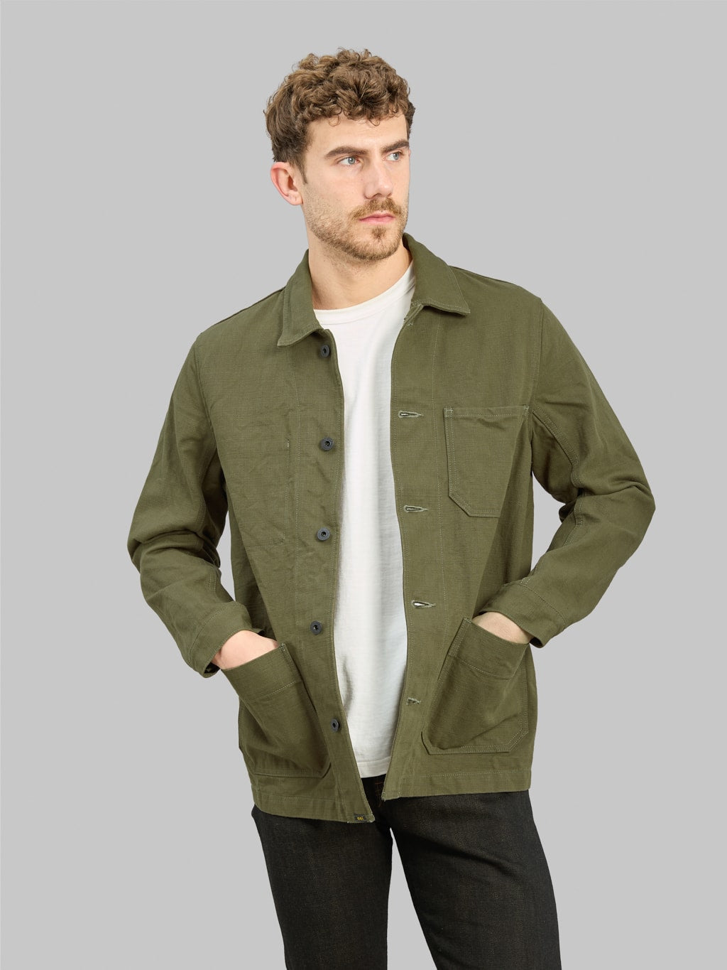 ONI Denim 14oz Heavy Oxford Coverall Jacket Olive green  Made in Japan