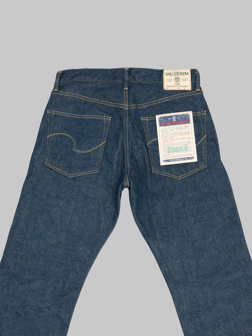 ONI Denim 146S Ishikawadai 15oz Stretch Neat Straight Jeans back pockets