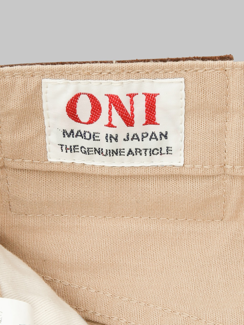 ONI Denim 200 Beta Chambray Beige 8oz Wide Straight Jeans tag